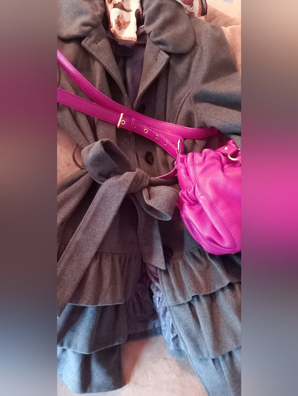 Grey Ruffled Coat - Picture 5 of 7